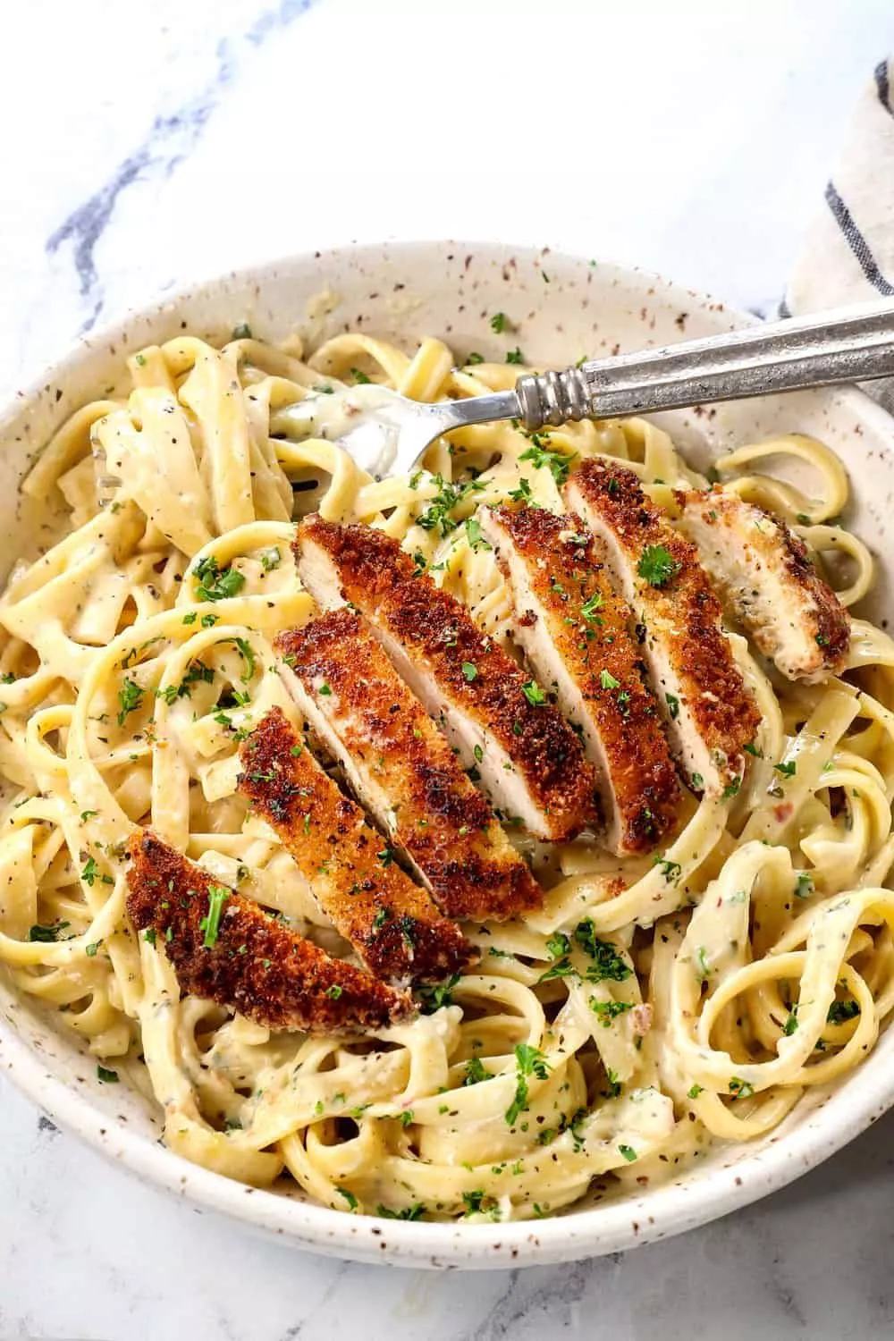 Crispy Chicken Fettuccine Alfredo