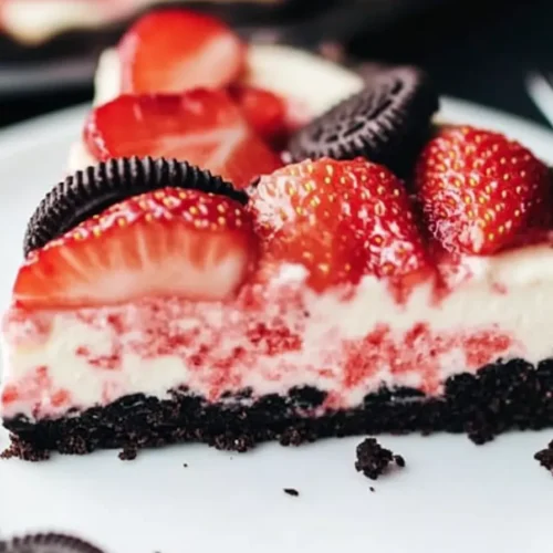 Oreo Strawberry Cheesecake slice