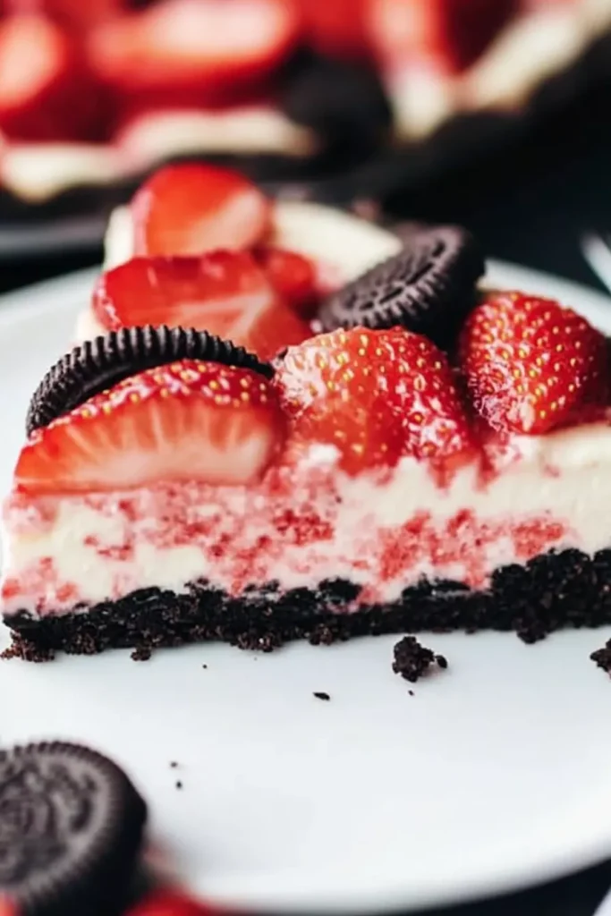 Oreo Strawberry Cheesecake slice