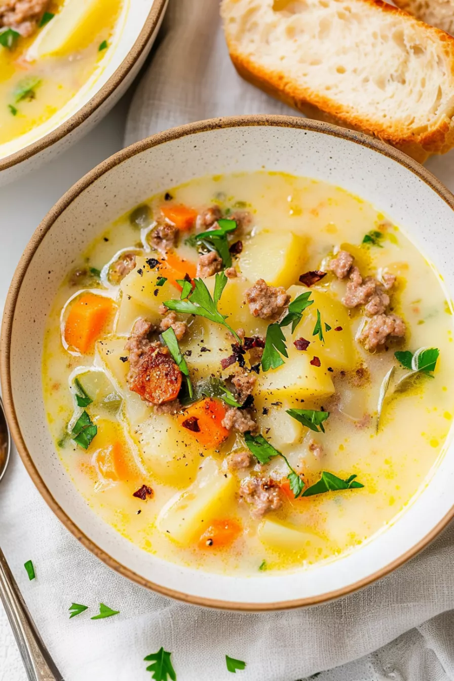 Creamy Potato and Hamburger Soup