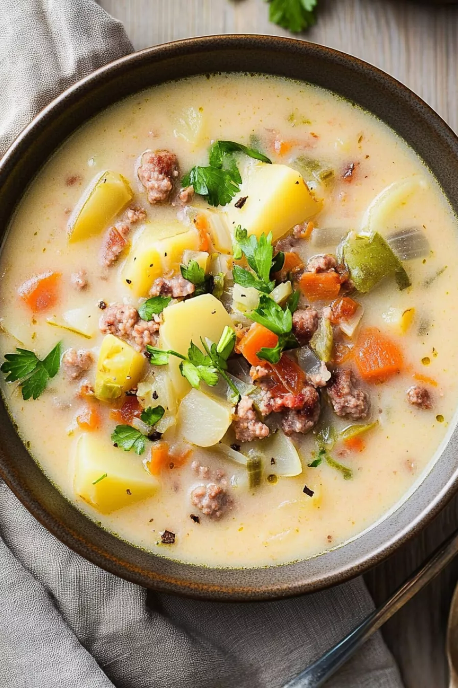 creamy potato and hamburger soup