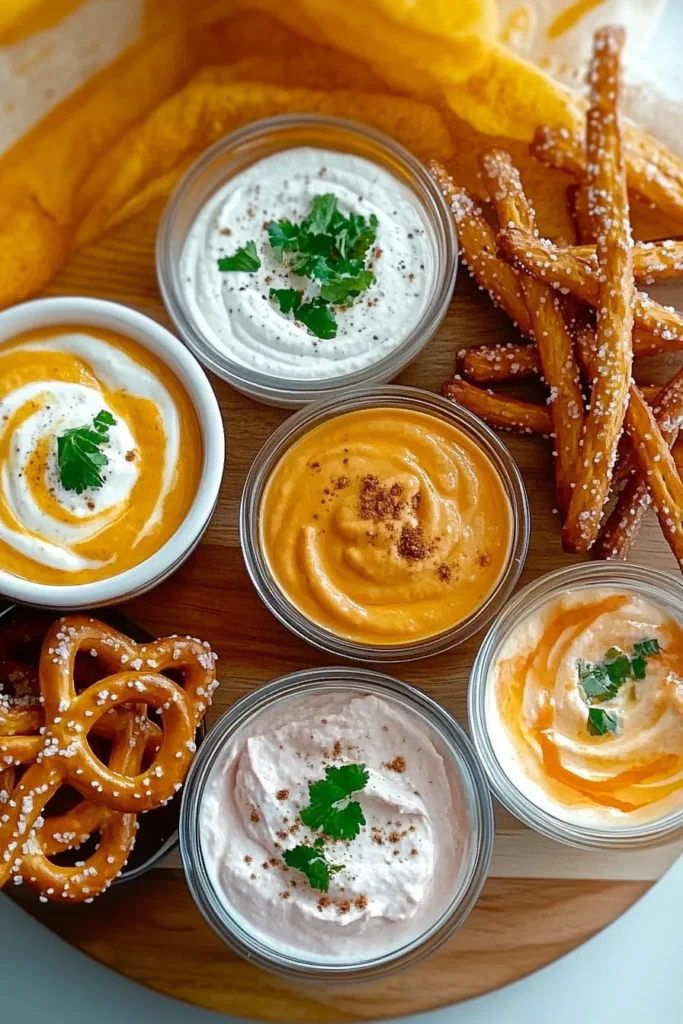 various pretzel dips