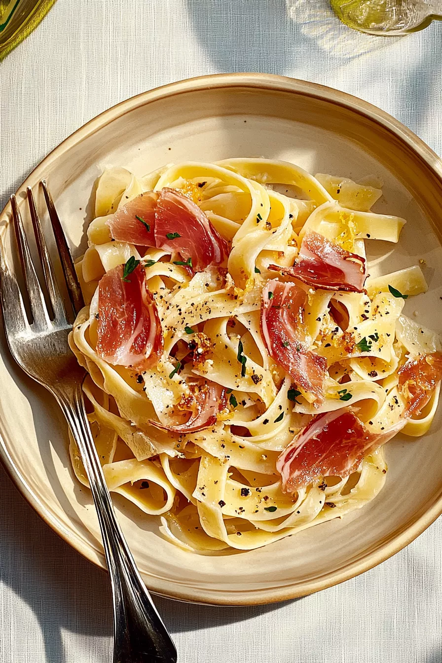 Creamy Lemon Pappardelle with Prosciutto